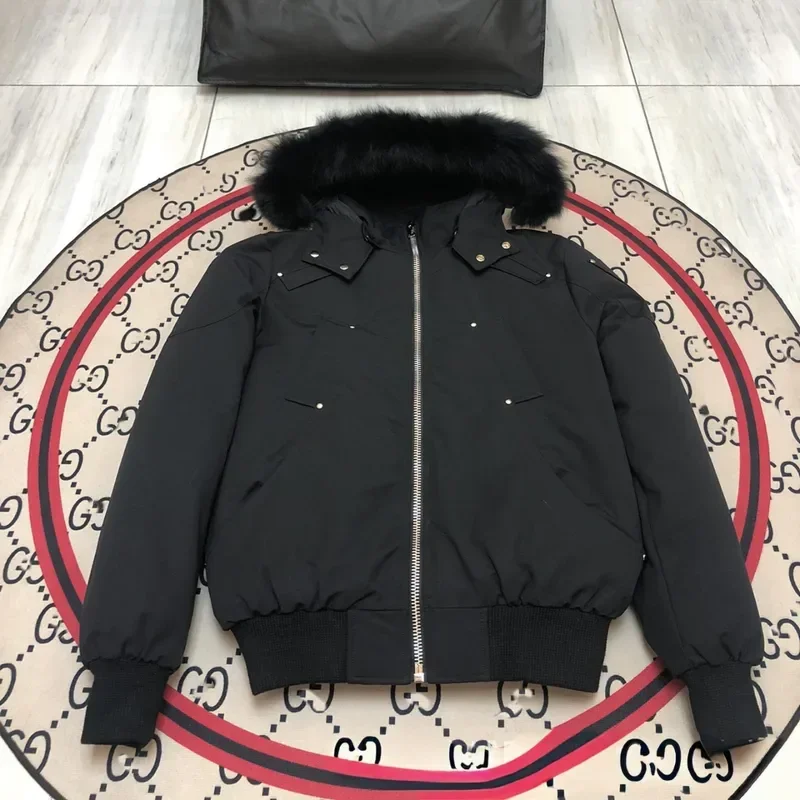 Mo * se knuckkl * s cor sólida à prova de vento colheita puffer jaqueta inverno grosso estilo curto 90% branco ganso para baixo jaqueta dos homens outerwear