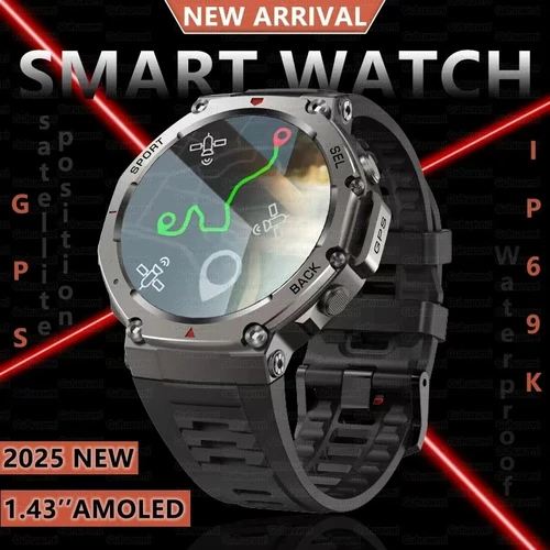 T-Rex 2025 GPS スマートウォッチ 5 ATM 防水 amazfit 内蔵デュアルバンド GNSS コンパスミリタリースポーツスマートウォッチ男性 Strava