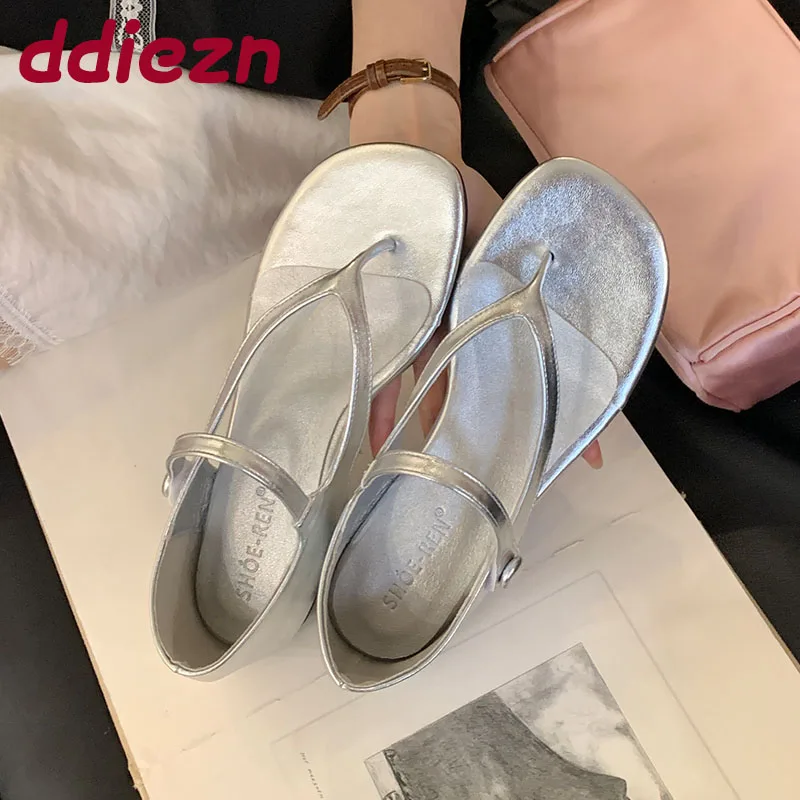 

Spring Summer Beach Female Flip flops Women Flats Sandals Shoes Shallow Fashion Square Toe Ladies Flats Sandals Shoes