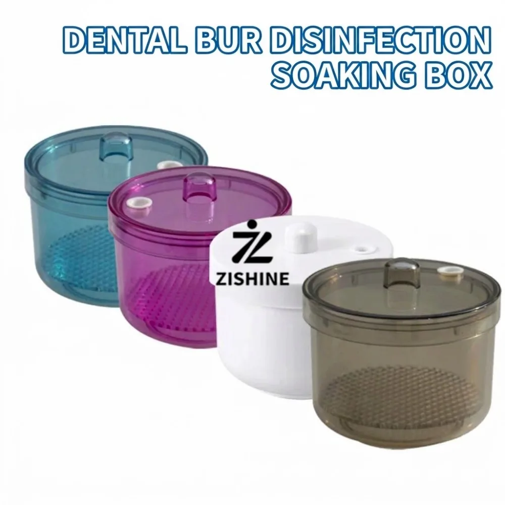 2Pcs Dental Bur Disinfection Soaking Box Autoclave Plastic Sterilizer Case With Strainer Drain Basket Cleaning Jar Container