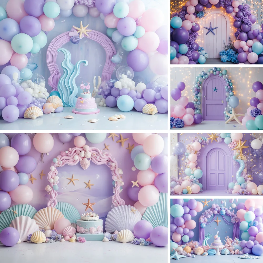 

Purple Blue Room Air Balloons Photography Backdrops Baby Shower Party Birthday Ocean Children Photo Studio Background