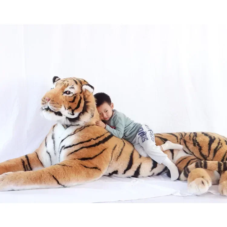 

[Funny] Simulation 220cm Large Domineering Animal Amazing Realistic Tiger Plush Toy Collection Photography props Home decoration