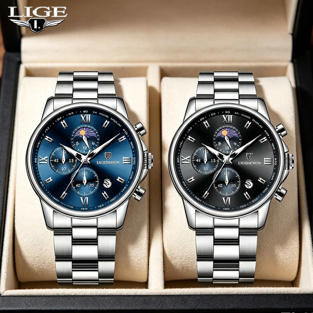 lige-新しい高級カップル腕時計クォーツ時計-30-メートル防水ファッションステンレス鋼時計バレンタインギフト愛の時計-ボックス
