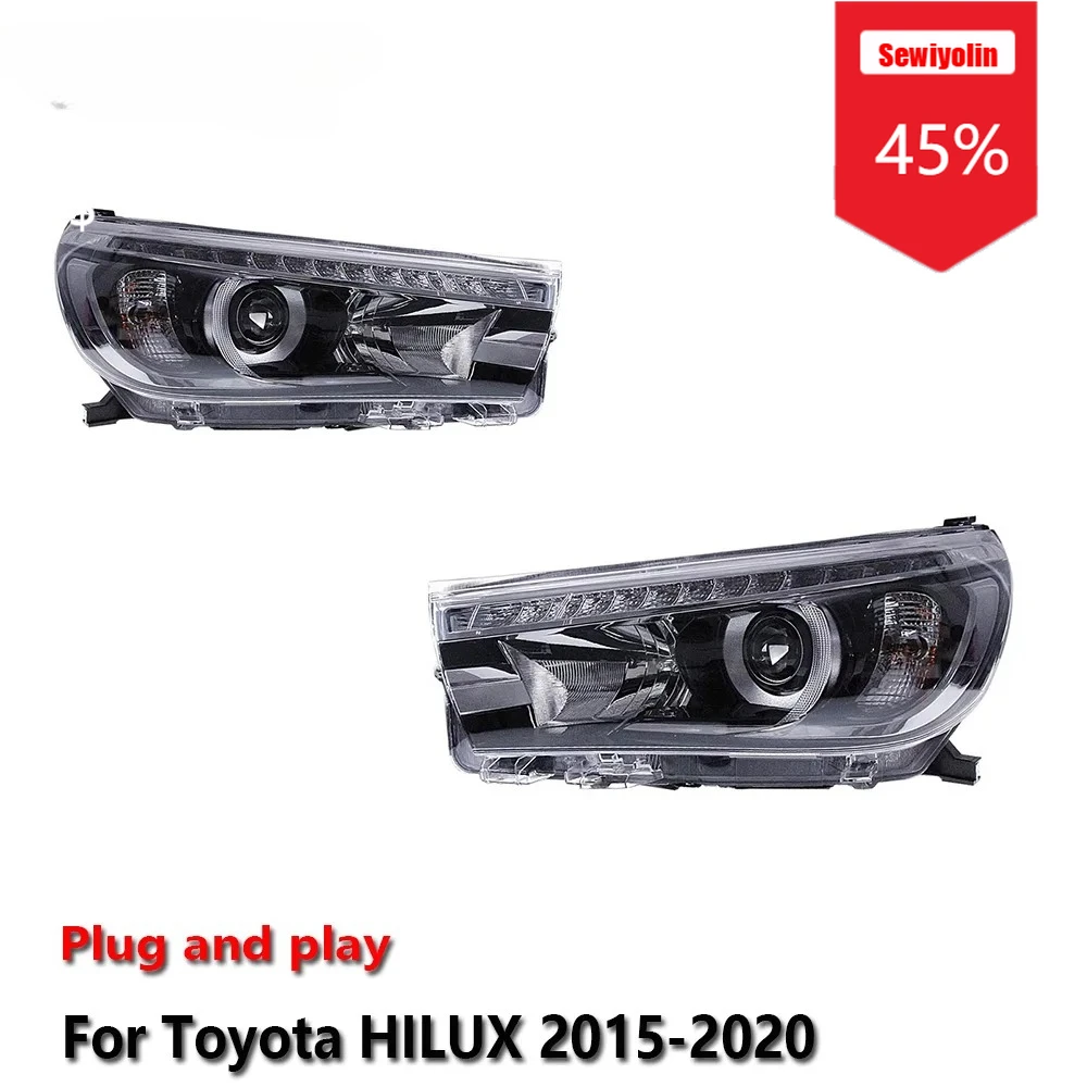 

Sewiyolin Car LED Headlight Assemblies For Toyota HILUX 2015-2020 Fog DRL Brake Turn Signal Lamp Plug and Play