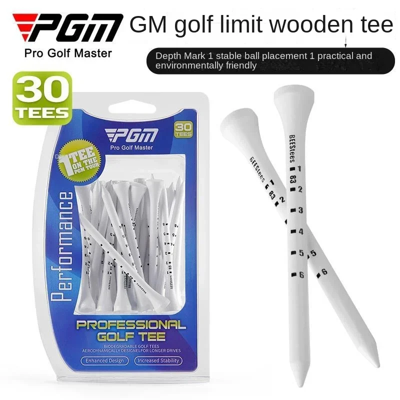 PGM Golf Wood Tee Limit Adjustable Height Ball Pin Depth Mark Tees QT029