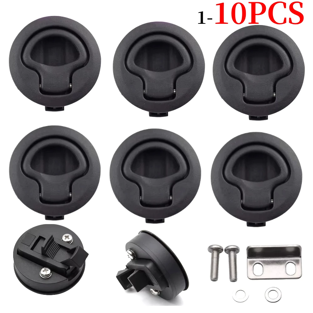 

1-10Pcs Flush Pull Latch Marine Latch Boat Flush Pull Latch Black Door Cabinet Hardware Latch Hatch for RV Marine Boat Cabin