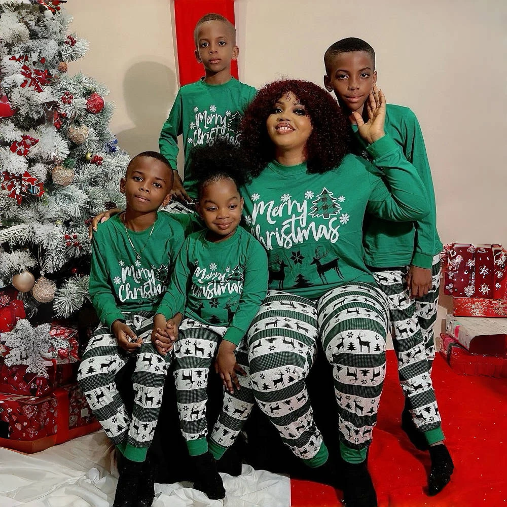 Pyjama de Noël assressentipour la famille, vêtements de nuit College wapiti vert, manches longues, extensible, doux, ensemble de vêtements de Noël, femmes, hommes, filles, garçons