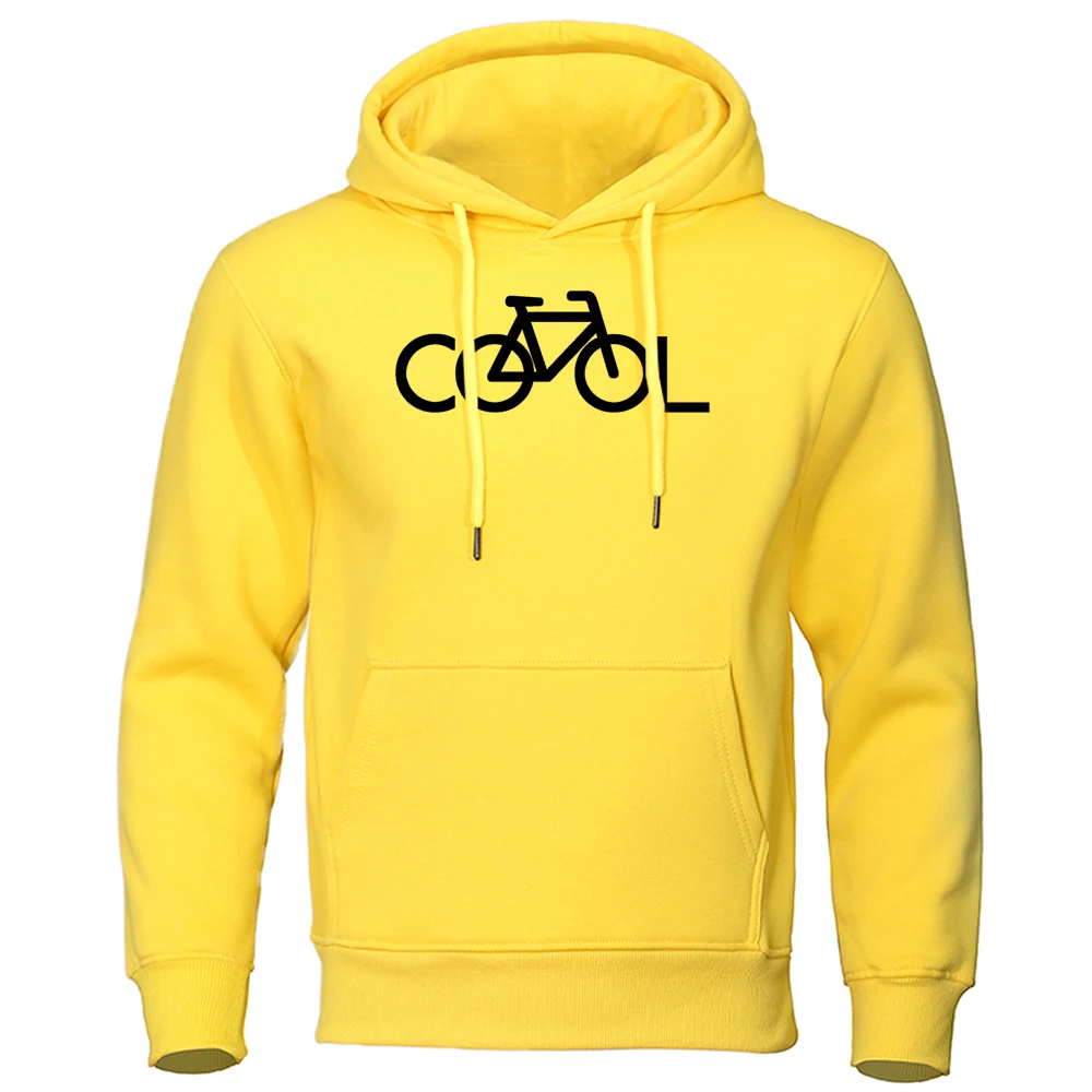 

Cool Font Bicycle Simple Stroke Design Printed Hoody Men'S Crewneck Casual Sweatshirt Autumn Loose Hooded Fleece Warm Tops