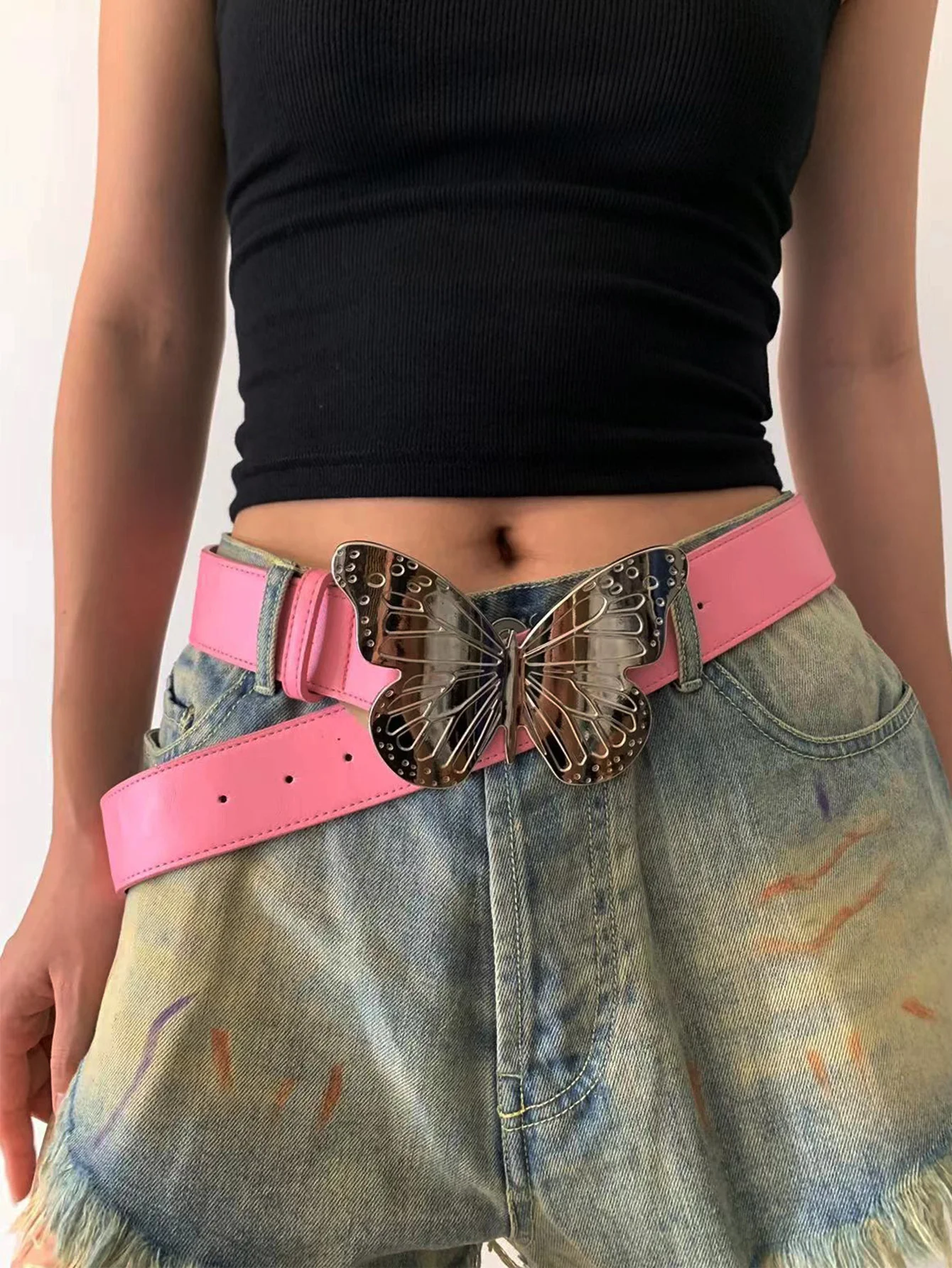 

Millennium Y2k Spice Girl Big Butterfly Belt Female Subculture Metal Ins Belt Punk Jeans Decoration