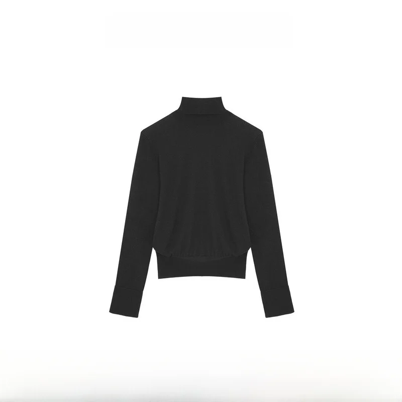 

Wildsiren Autumn Winter Wool Knitted Sweater Half High Neck Slim Fit Pure Color Long Sleeve Regular Length Women's Fashion