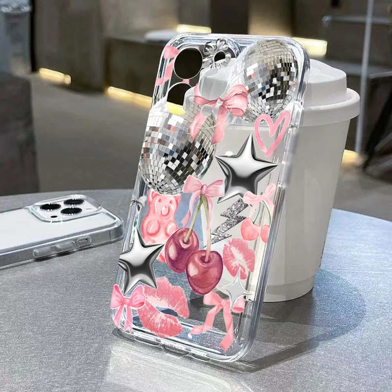 Cherry Collage Pattern Soft Clear Case For Samsung Galaxy A16 A36 A56 A34 A54 A53 A55 A35 S25 Ultra S24 Plus S23 FE S22 5G Cover