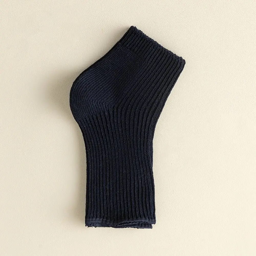 3Pairs Fashion Knitted Bare Toe Socks Solid Color Anti-slip Short Tube Socks Simple Hosiery Mid-calf Socks Women Lady