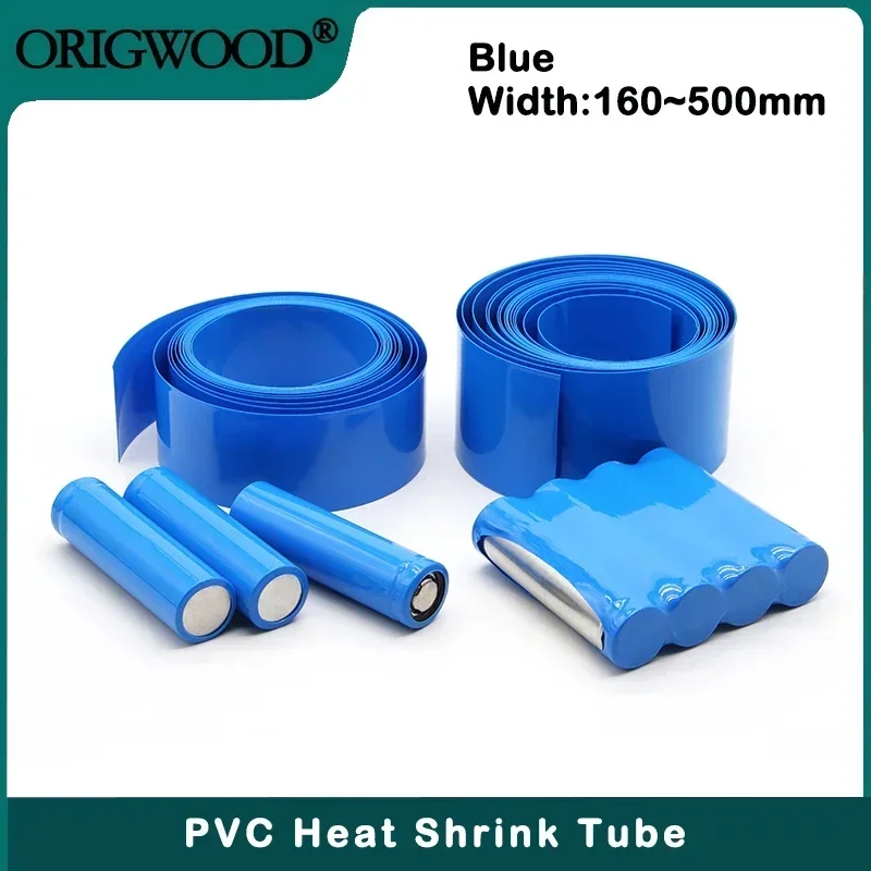 

160mm ~ 500mm Blue PVC Heat Shrink Tube 18650 Lipo Battery Pack 1M~10M Insulated Protection Film Wrap lithium Case Cable Sleeve