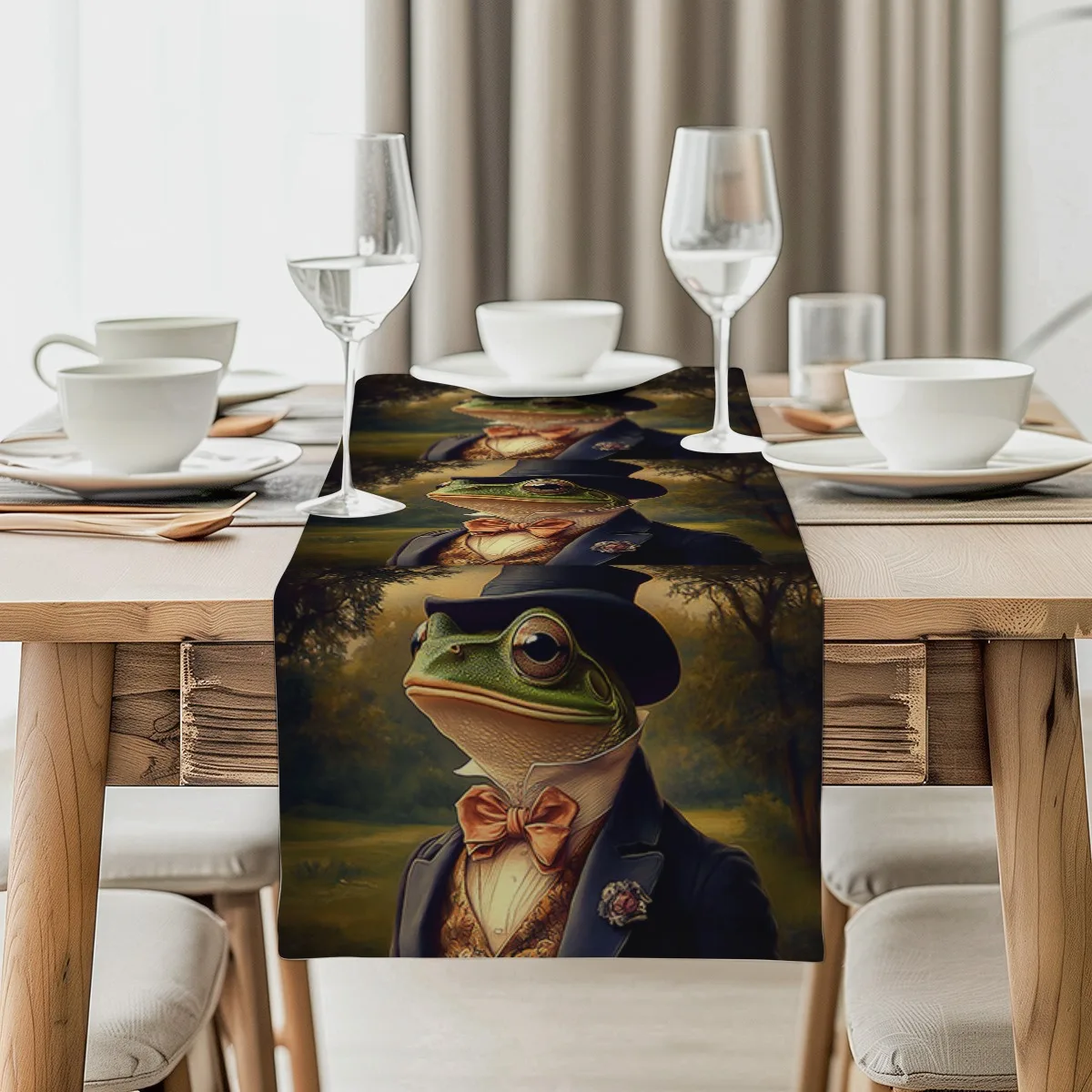 print table runner Sakura Frog Japanese Table Flag dressing table flag for Kitchen & Home, Housewarming Gift