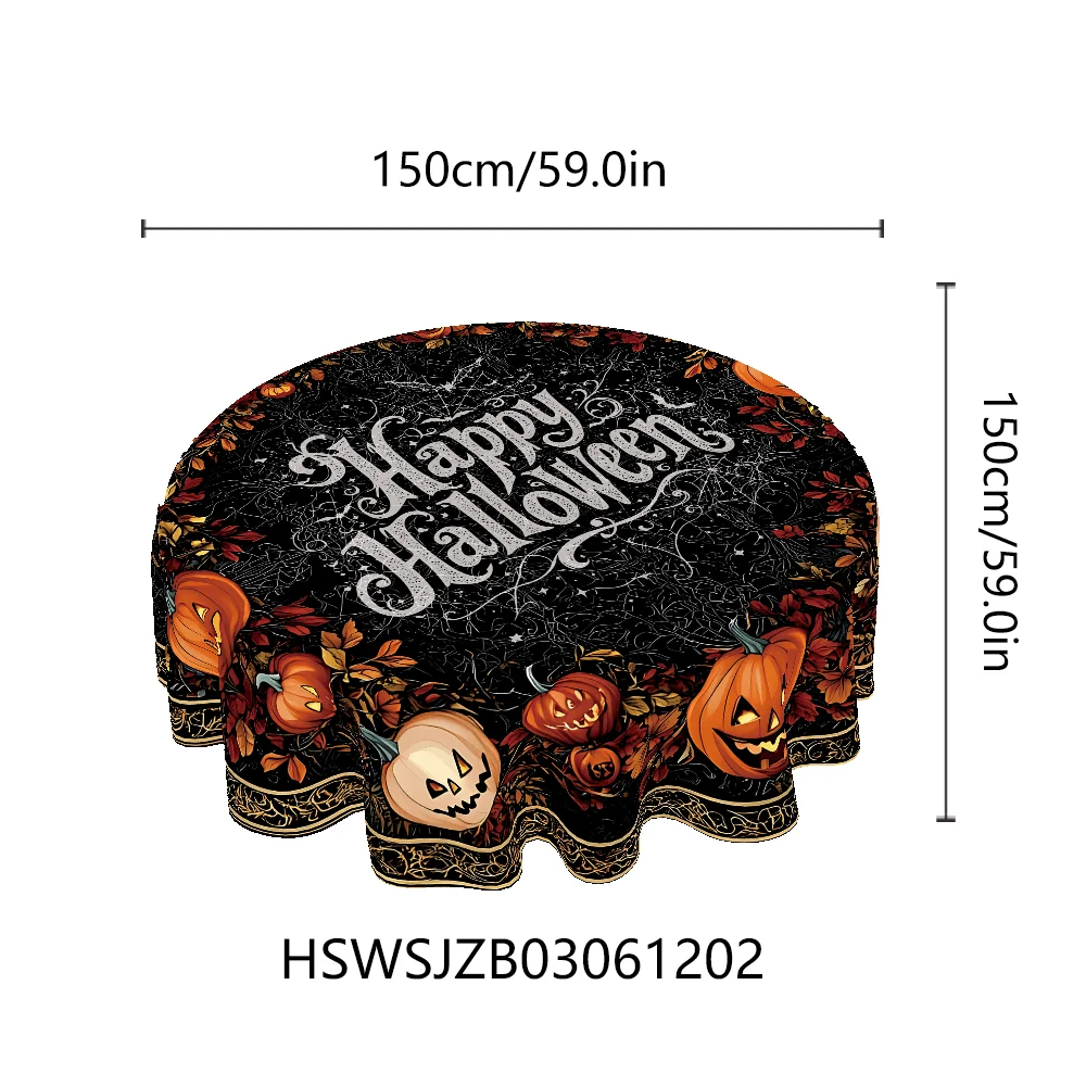 1 Halloween pumpkin party tablecloth, scary pumpkin and bat design with cobwebs