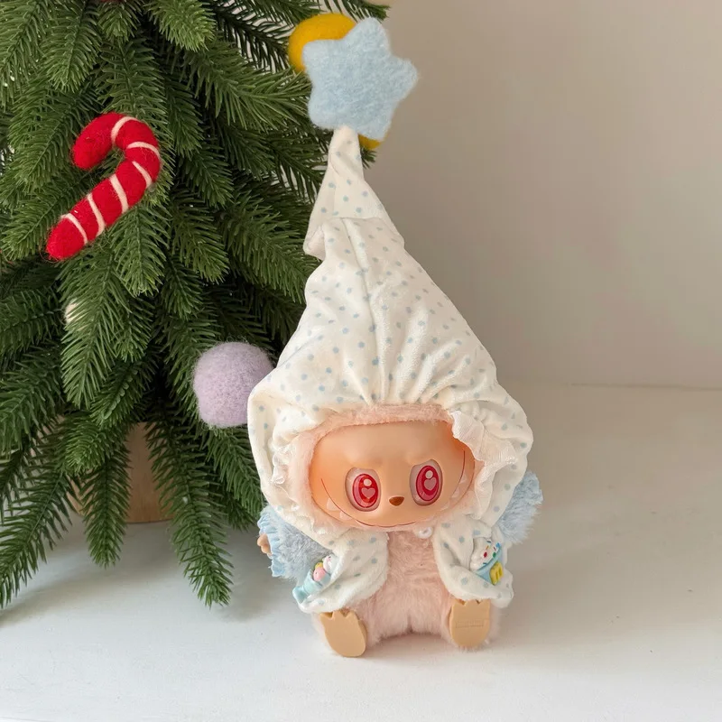 For Labubu 17cm Clothes Cute Pajamas Hanging Baby Clothes Cartoon Fashion Change Creative Surprise Holiday Gift Accessories