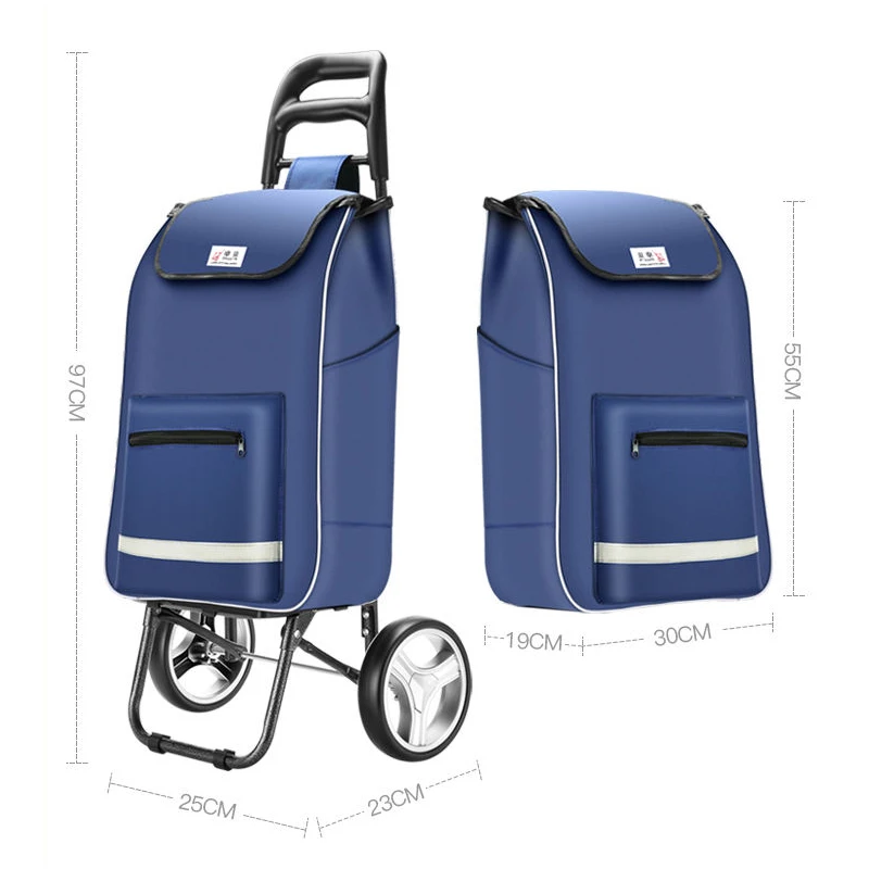 Folding Shopping Bag Cart Trolley Portable Luggage Trailer Grocery Cart Storage Bag Wear-resistant Rubber Wheels Bearing 100kg