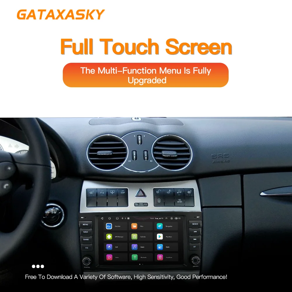 Автомобильный мультимедийный плеер GATAXASKY, стерео-система на Android 12, с 8 "GPS, для Mercedes Benz CLK Class W209, CarPlay