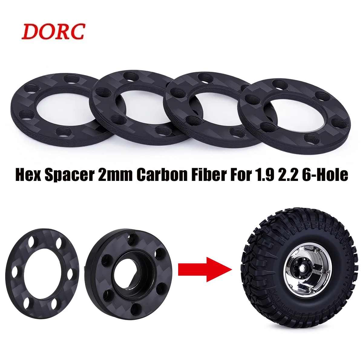 4/8Pcs Carbon Hex Extension Adapters – 2mm Offset Spacers for 1.9