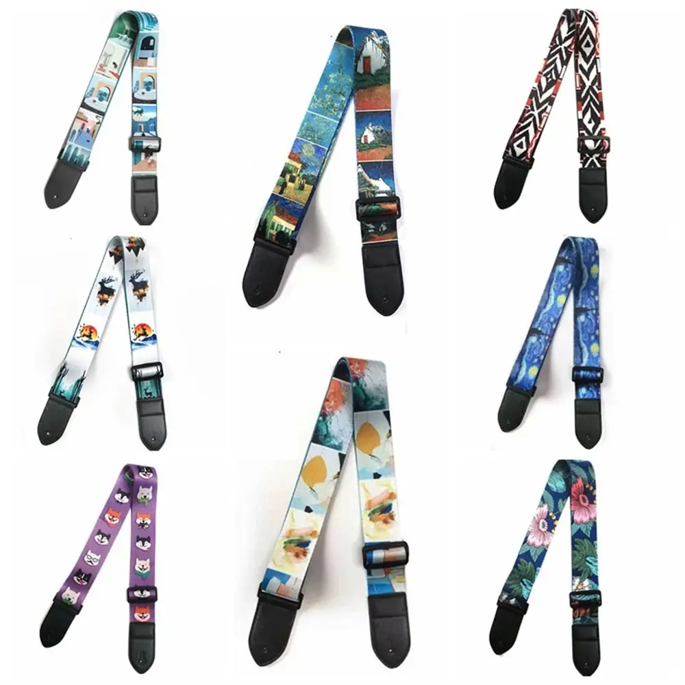 

Adjustable Guitar Strap Color Print Music Hobby Electric Guitar Belt Instrument Extra Wide Guitar Shoulder Strap Classical Bass