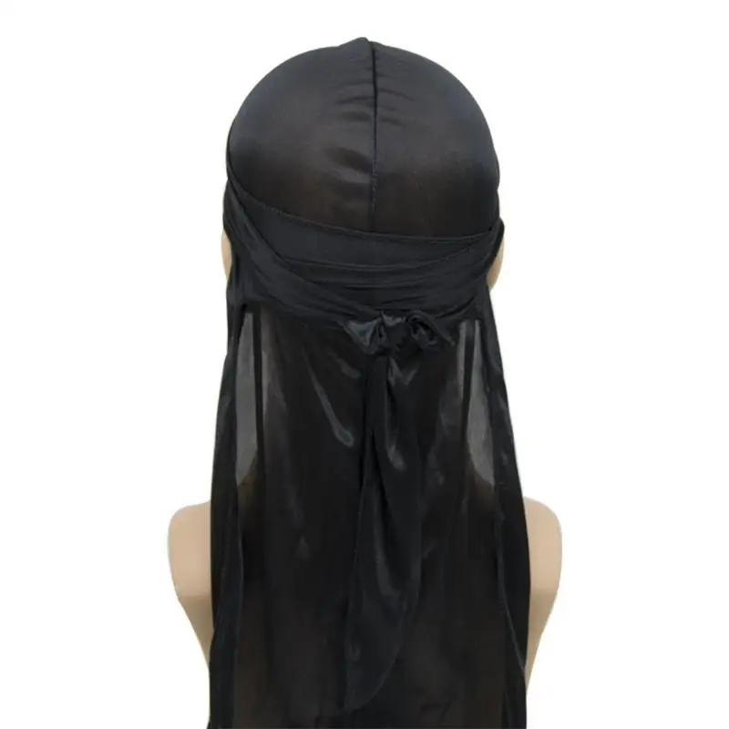 [T] Unisex Silky Long Tail Durag Pirate Hat Turban Fashion Headwraps Cap Bandana Women Men Headwear Caps Hijab Hair Accessories view 4