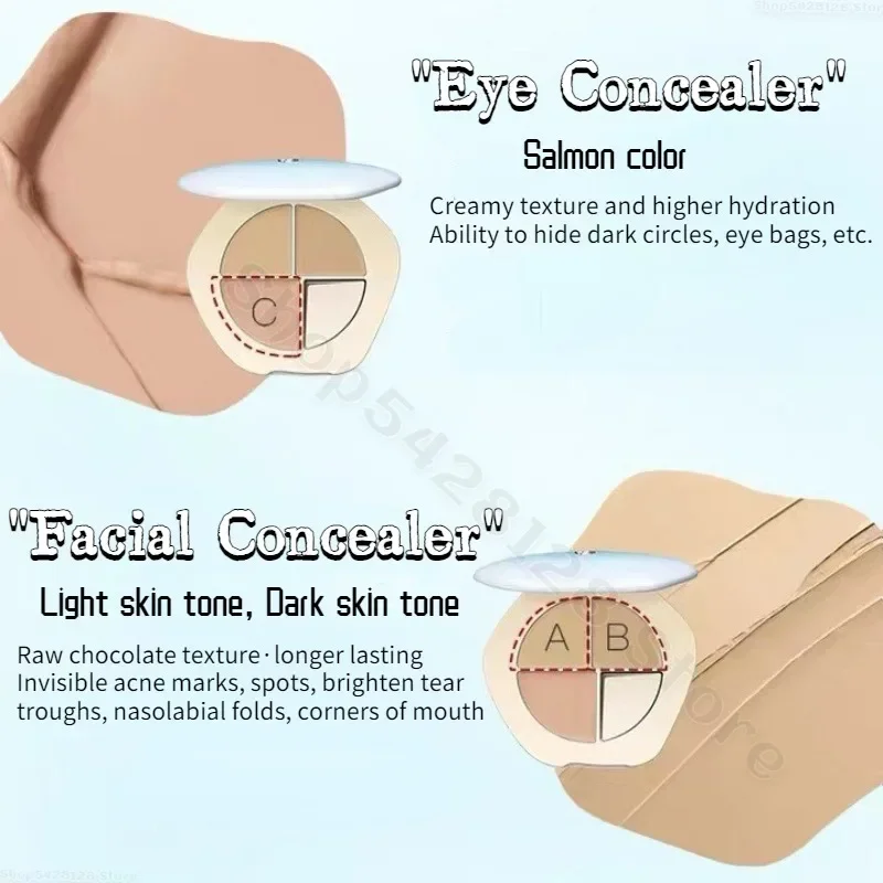 TIMAGE Three-color Facial Concealer Covers Spots Acne Marks Tear Troughs Nasolabial Folds and Dark Circles Under The Eyes