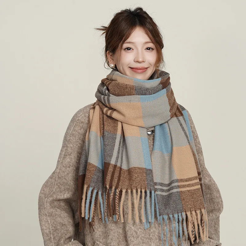 2024 Scarf For Women Warm Thickened Outer Shawl Striped Plaid Simple Scarfs Fall and Winter Designs