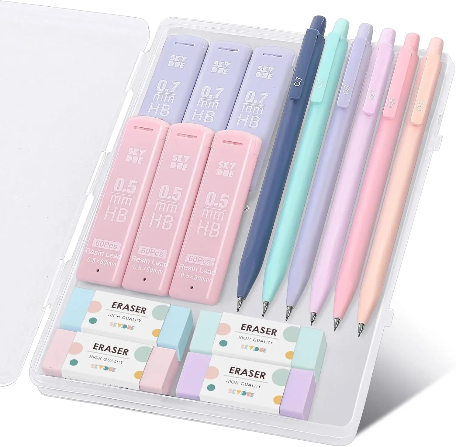 

Mechanical Pencils Set 0.5mm 0.7mm with 360 Lead Refills & Erasers, School Supplies for Writing Drawing