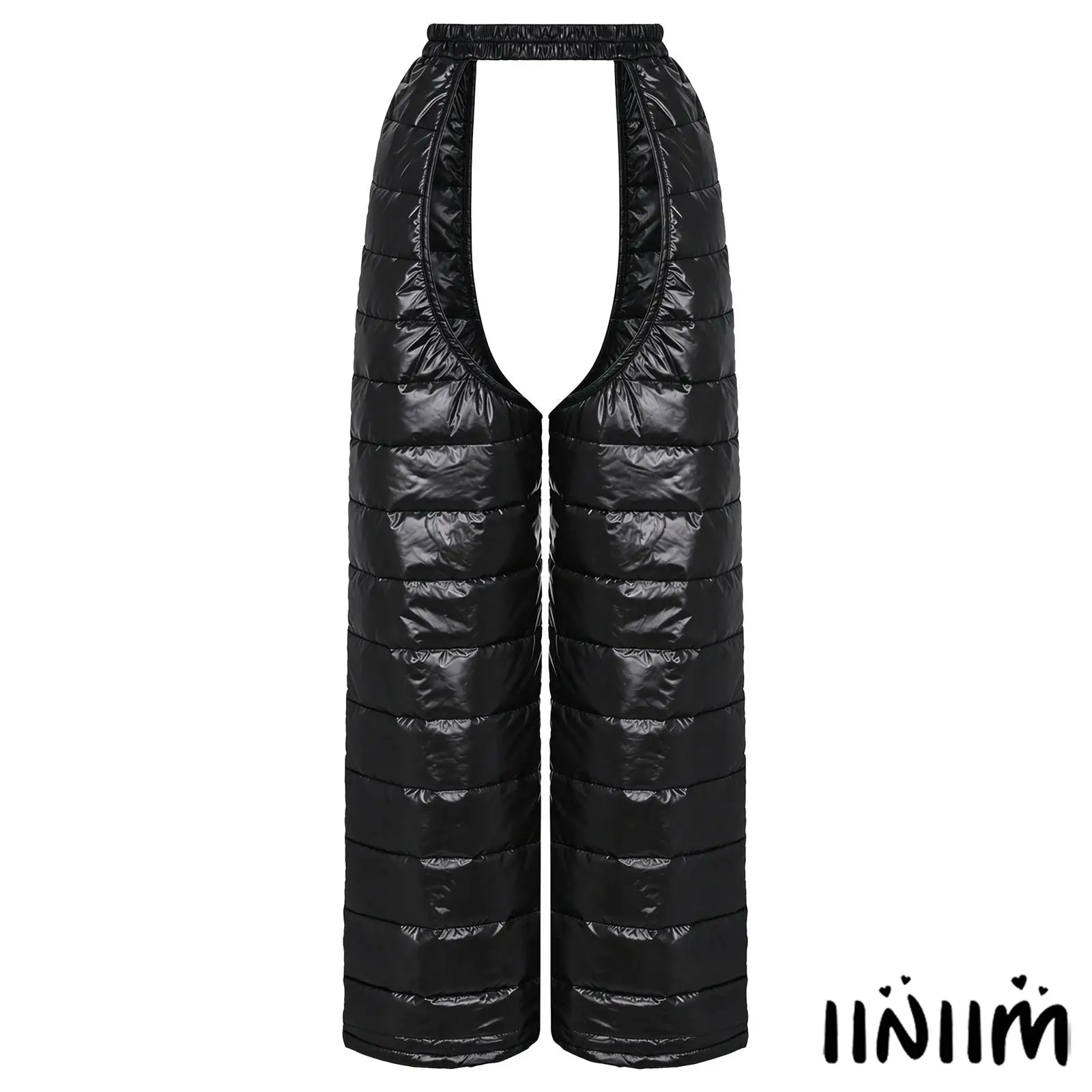 Women Water Resistant Padded Pants Elastic Waistband Open Crotch Trousers for Rave Party Carnival Club Stage Performance