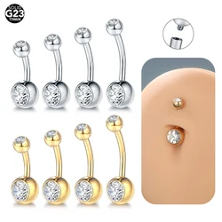 1/5PCS Titanium Gold Color Belly Bar Piercings Internally Thread CZ Crystal Navel Belly Button Rings Nombril Piercings Jewelry