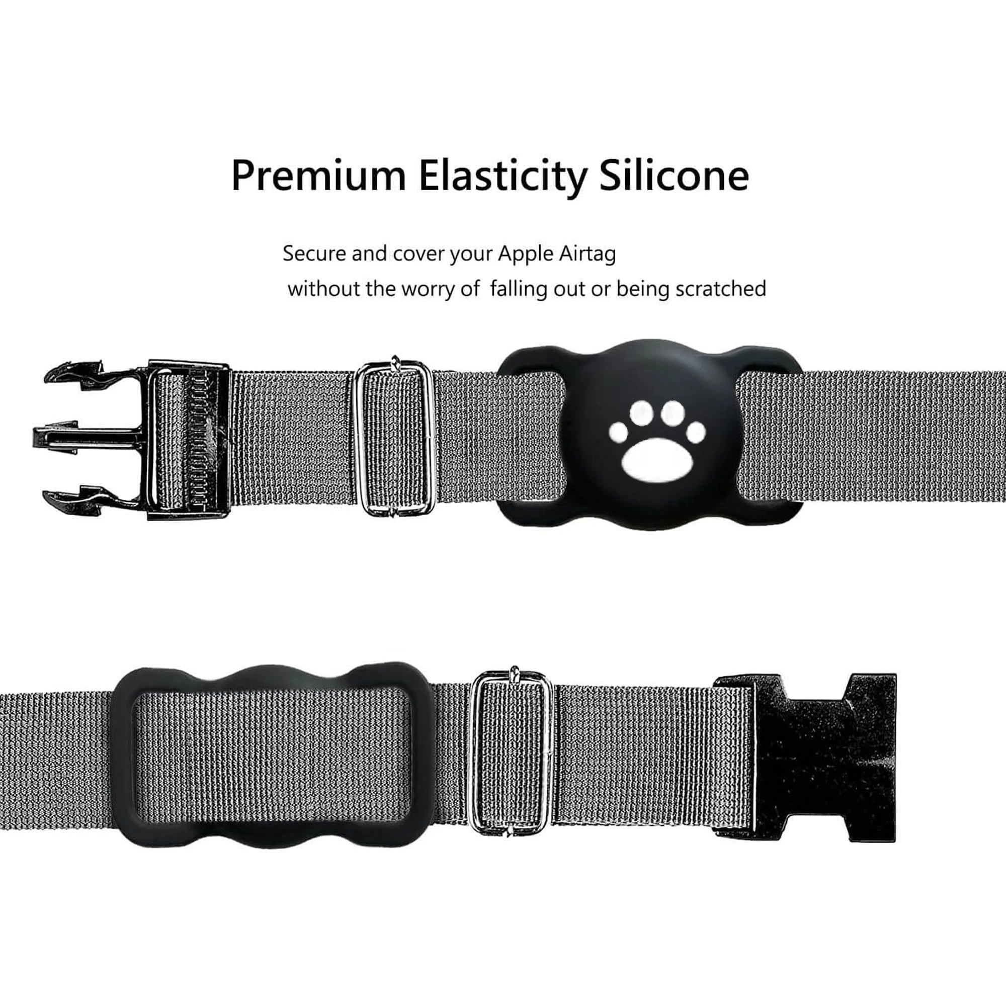 Cat Collar Airtag Holder,Elastic Silicone Air Tag Holder for Puppy Dogs Cats Kitten, Light and Durable Holder with Slide-On Loop