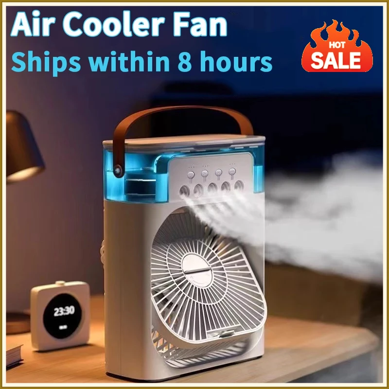 New 3 In 1 Fan AIr Conditioner Household Mini Air Cooler LED Night Light Portable Humidifier Air Adjustment Fan Office Home Fan