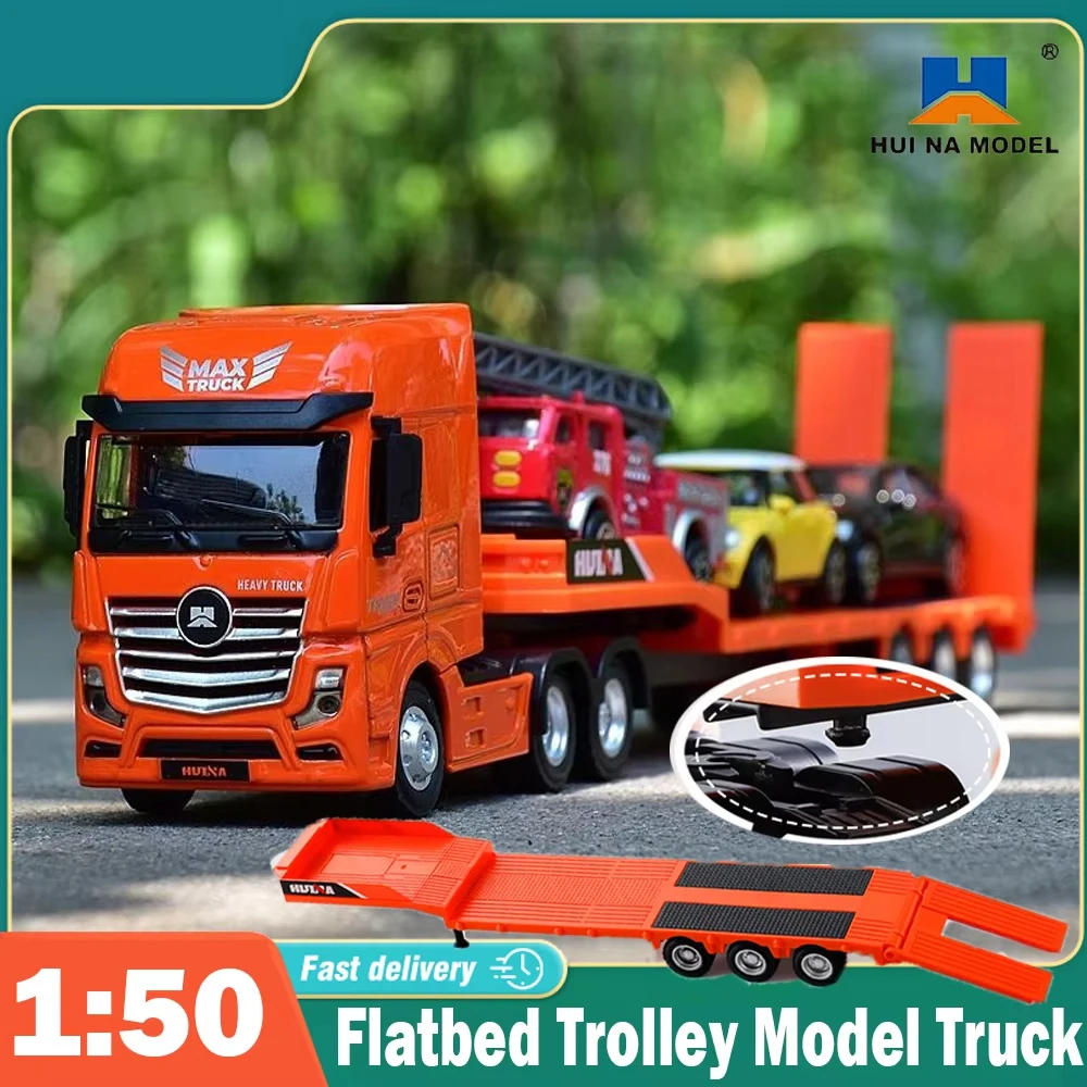 

Huina 1:50 Diecast Truck Model Car Trailer Flatbed Oil Tank Static Simulation Engineering Vehicle Alloy Model Kids Collectables