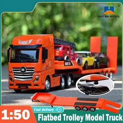 Huina 1:50 Diecast Truck Model Car Trailer Flatbed Oil Tank simulazione statica veicolo di ingegneria modello in lega bambini Collectables