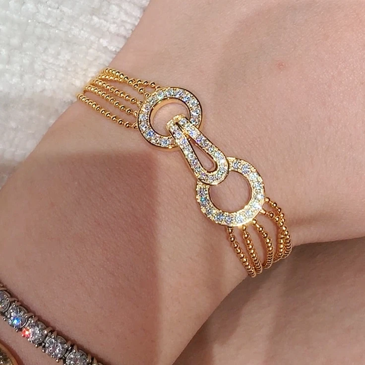 New 925 Sterling Silver Zircon High Carbon Diamond Geometric Multi Layer Bead Tassel Bracelet or Rings Luxury Fine Jewelry view 3