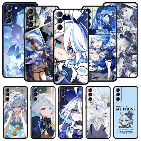 Genshin Impact Lovely Furina Phone Case For Samsung Galaxy S25 Edge S24 S23 S22 S20 Ultra S21 FE 5G S10 Plus Soft TPU Cover
