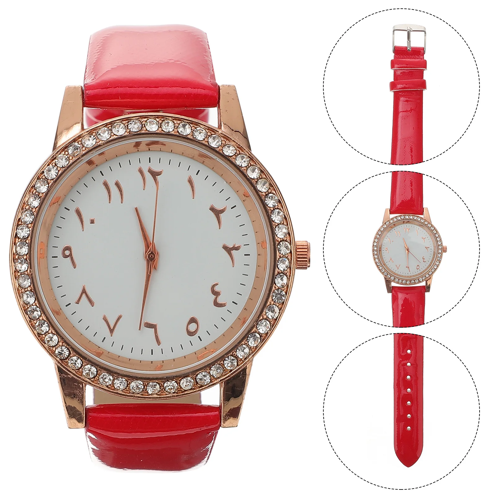 

Женские блестящие часы из искусственной кожи, водонепроницаемые повседневные часы с бриллиантами, стильные женские наручные часы красного цвета для повседневной деловой одежды