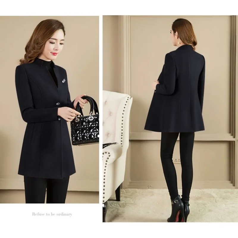 

Women's Short Woolen Coat Korean Style Autumn Winter Black Style
