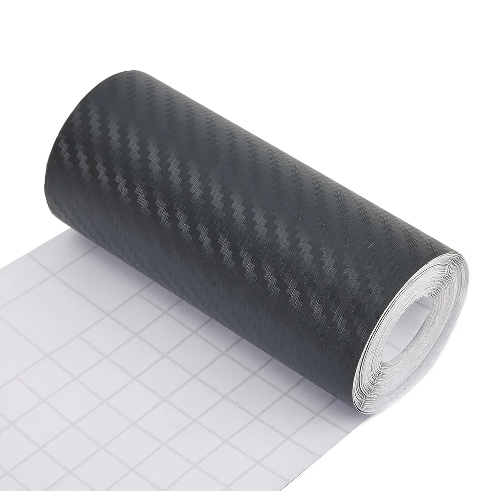 1 Set Car Door Sticker Waterproof Door Sill Scuff Effectively Avoid Paint Suitable For DIY 10cm*5m 3D Carbon Fiber