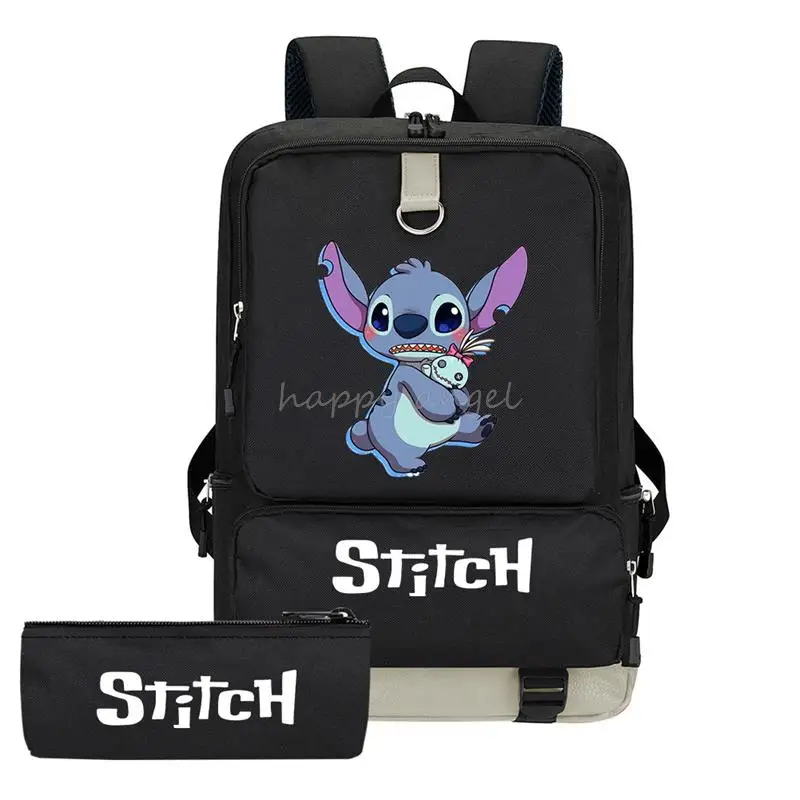 MINISO-mochila de Disney Stitch para hombre y mujer, morral escolar informal para adolescentes, bolsas impermeables para puerta exterior de ordenador portátil, ideal para regalo