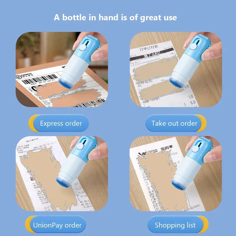 1-3pcs Thermal Paper Correction Fluid with Unboxing Knife Portable Durable Thermal Paper Data Identity Protection Fluid Eraser