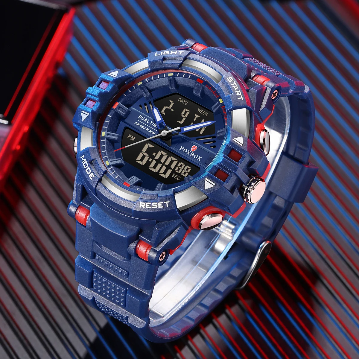 موضة العرض المزدوج الرجال الساعات مقاوم للماء مضيئة LED الساعات الرقمية للرجال العسكرية الرياضة التقويم كرونوغراف رجل على مدار الساعة