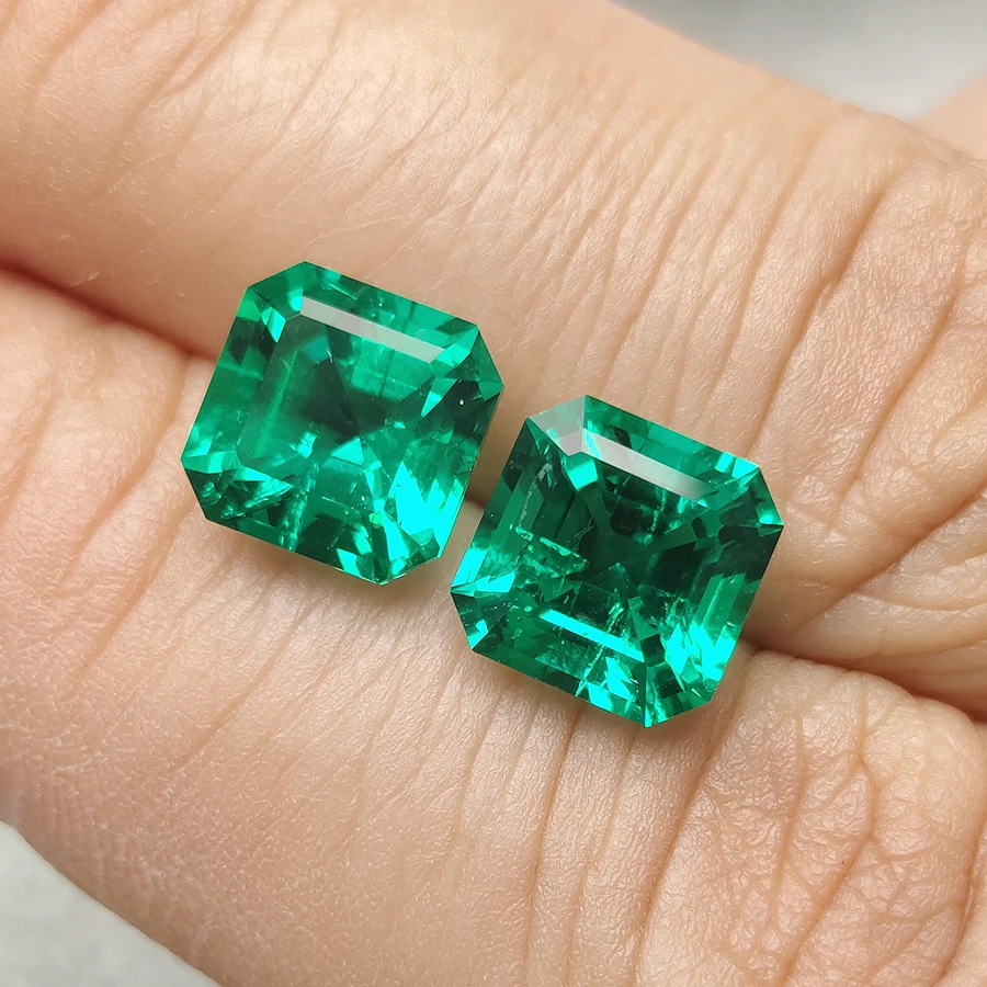 Top Hydrothermal Lab Grown Columbia Emerald Gemstone Asscher Cut Synthetic Emerald Stone With AGL Certificate