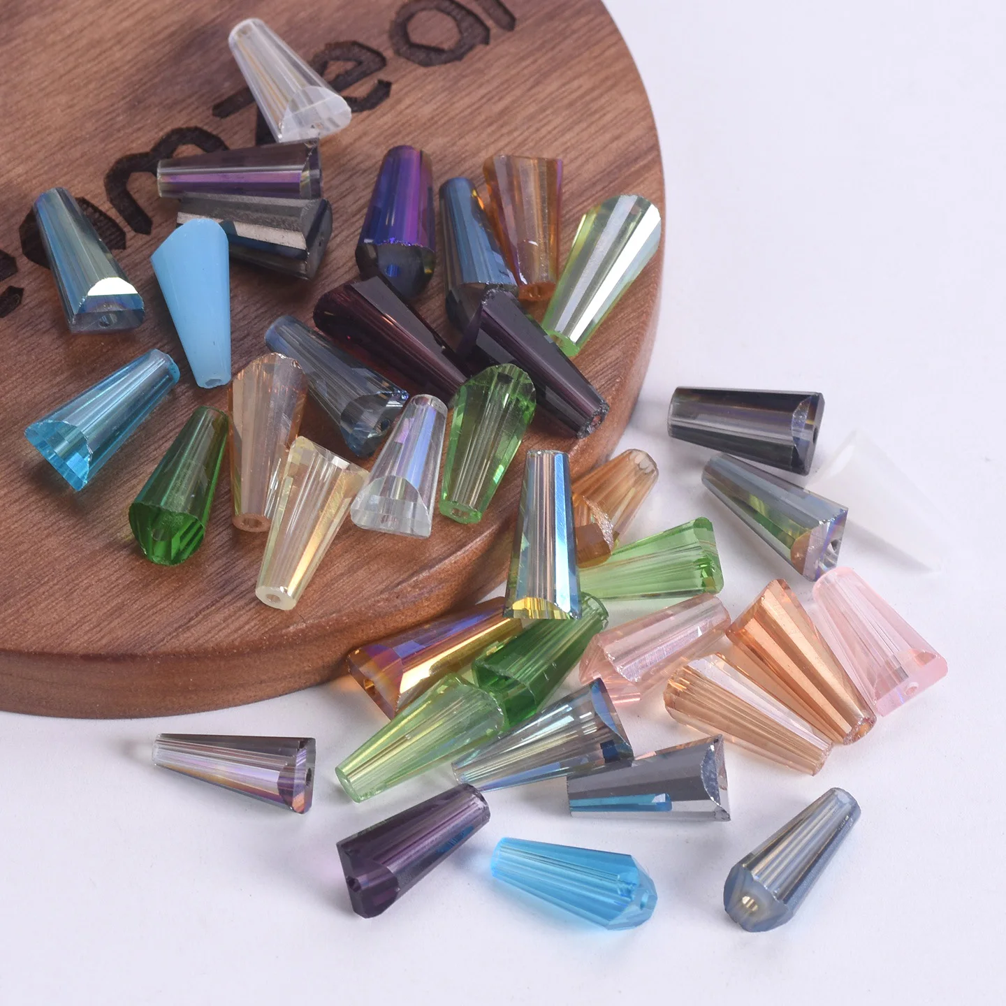

10pcs 15x8mm Teardrop Cone Shape Faceted Crystal Glass Loose Beads For Jewelry Making DIY Crafts Findings