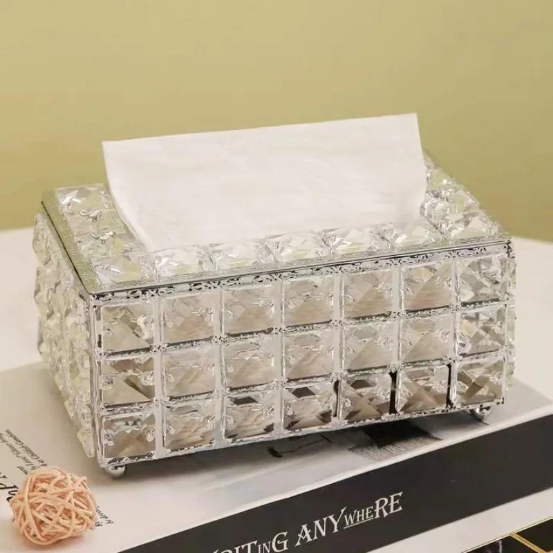 Nordic Luxury Crystal Tissue Box Elegant Dining Table Home Storage Holder