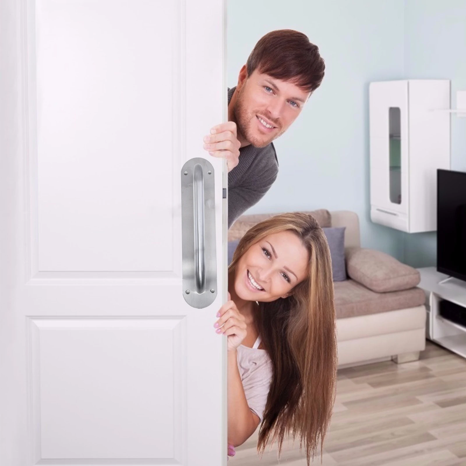 

1 pc Stainless Steel Plate Fire Door Knob Corrosion Resistance Sturdy Cabinet Pull Door Pull Handle Handle Hardware