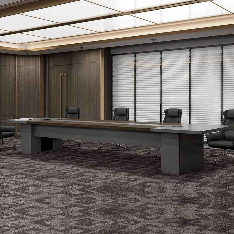 Modern simple large reception and conference long table for 10/20 people, office furniture, table and chair combination design
