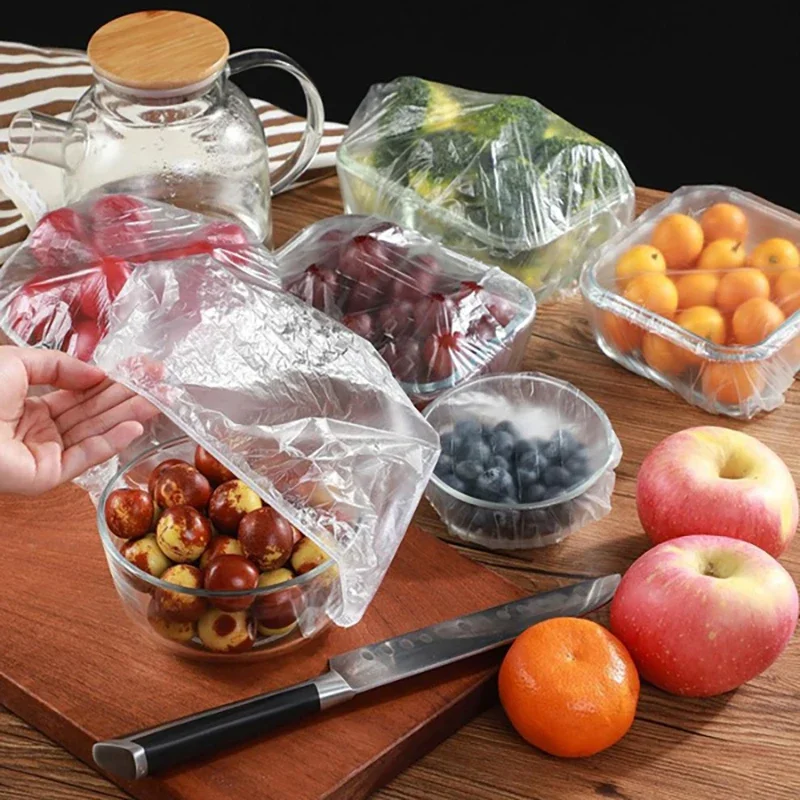 20/300pc Disposable Food Cover Plastic Wrap Elastic Food Lids Dish Cover Fruit Kitchen Bowl Cups Storage Fresh Keeping Saver Bag