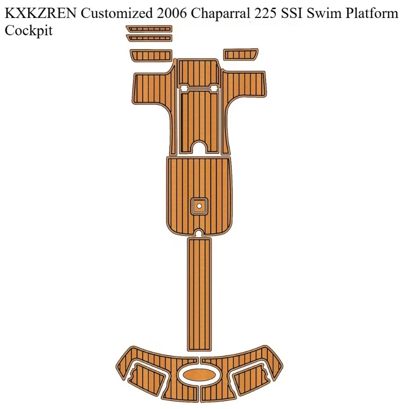 KXKZREN مخصص 2006 Chaparral 225 SSI منصة السباحة قمرة القيادة قسط فو خشب الساج وسادة الأرضيات لليخوت البحرية سطح السفينة ورقة حصيرة #1