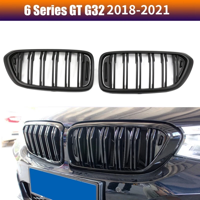 

Car Matte Black Dual Slat Front Kidney Grilles Fit For BMW G32 6-Series GT 2018-2021